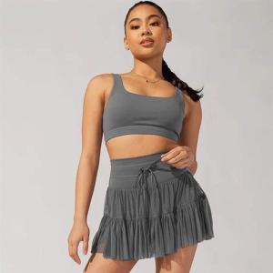 Womens Half-Length Skirt Safety Pants Anti-Glare Lace Pleated Mini Skirt Pure Color Other 100% Fabric Winter 2023 Collection