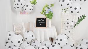 25pcs Soccer & Football Latex Balloons - 12" White Oval Helium-Quality for Youngsters Birthday & Sports Themed Parties Perfect