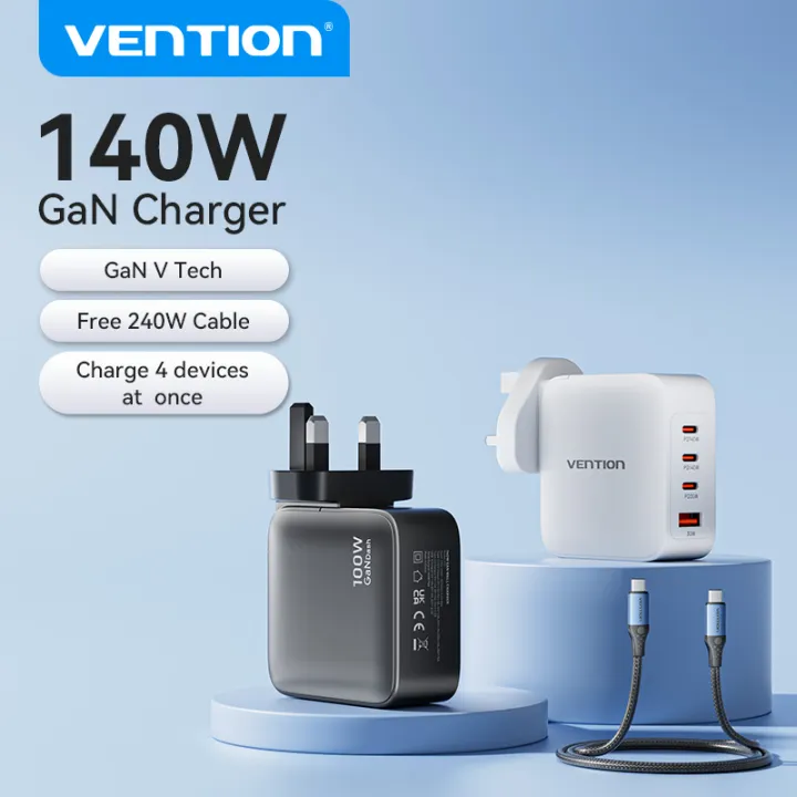 Vention 140W GaN Charger Fast Charging Multi port for iphone apple Macbook 16 15 Pro iPad Laptop Samsung Xiaomi Huawei travel USB C Plug Socket Phone Wall