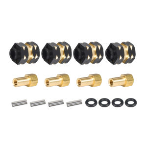 4Pcs Brass 7mm Hex Hub Extenders with Nuts 1.0 Wheel Rims Adapter for 1/24 RC Crawler SCX24 Bronco C10 Gladiator AX24 Upgrade