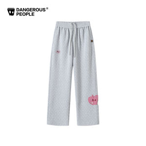 dangerouspeople | Polka Dot Vintage School Style Embroidery Long Casual Pants