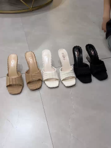 DS SHOE 338-9 SOFT FABRIC ABSTRACT DESIGN heels sandals for women