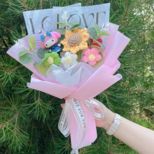Sanrio | Hello Kitty Kuromi Melody With Artificial Flowers Handmade Bouquet Gifts For Mother Birthday Valentine Christmas Graduation