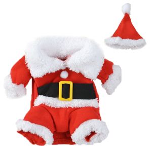 Cute Dog Costume For Christmas Santa Claus Pet Jumpsuit Party Funny Pets Dress Up For Small Medium Dogs Cats Puppy Outfits Pug
