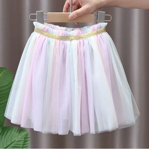 Princess Style Short Skirt for Girls Summer Fashionable Puffy Skirt Polyester Fabric Korean Style Childrens Dress for Ages 2-14