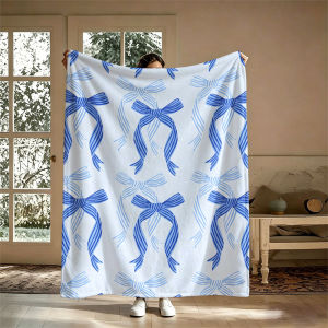 BILIBILI | Khăn Quàng Cổ Màu Xanh Sọc Kẻ Chất Liệu Flannel Dùng Được 4 Mùa Chống Xù Lông Di Động Dùng Cho Ghế Sofa Văn Phòng Giường Du Lịch Thư Giãn Cắm Trại Phong Cách Hiện Đại Chất Liệu Polyester