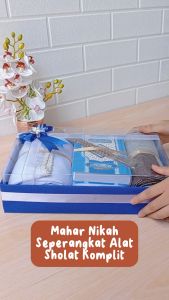 Mahar Seperangkat Alat Sholat Isian Lengkap: Mukena Katun AlQuran, Sajadah Tasbih Dihias, dan Box Mika Cantik