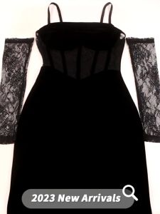 【Bestselling Product】 WaQas Klalien Christmas Party Sleeveless Sling Dress Lace Design See-through Bodycon Maxi Dresses Fashion Women