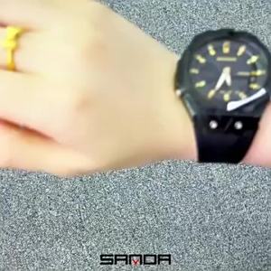 SANDA Top New 6283 Dual Display Multifunctional Student Electronic Watch Alarm Clock Night Light Waterproof Sports Student Watch