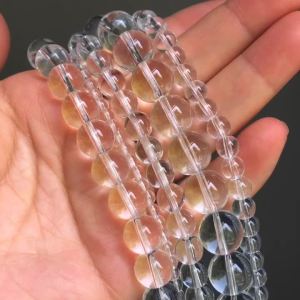 White Clear Crystal Glass Beads Smooth Round Loose Spacer Beads For Jewelry DIY Making Bracelet Accessories 15 4 6 8 10 12mm