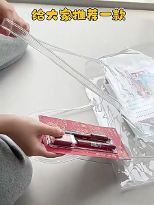 Clear Bag PVC Waterproof Handbag With Button Transparent Tote Bag Shoulder Book Bag for Student