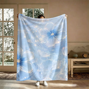 BILIBILI | Crystal Flowers Blue Dream Flannel Blanket Perfect for Sofa Office Bed Travel Sleep Read Relax Camping Four Season Use