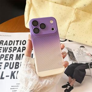 Cooling Grid Heat Dissipation Phone Case For iPhone 17 Air 16 15 14 13 12 Pro Max Plus Mesh Breathable Gradient Hard PC Cover