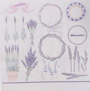 Party Napkin / Serviette (Paper) - Colour Floral Lavender Print [NSP045]