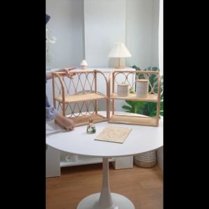 Rak Dinding Gantung dari Rotan Lala/Lili/ Tempat Buku/Tempat Bumbu