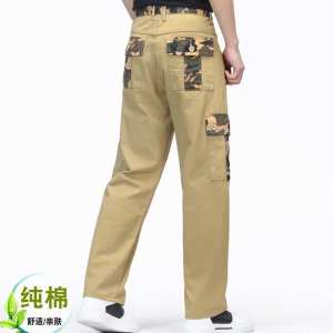 Mens Loose Straight Leg Cotton Work Trousers Multi-Pocket Casual Pants for Office And Car Repair Breathable Comfortable Workwear