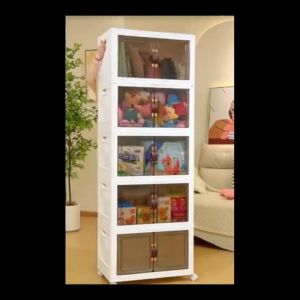 IEASY กล่องเก็บของพับได้ กล่องอเนกประสงค์ 70cm 5 ชั้น พลาสติกหนา กล่องใส่เสื้อผ้า ตู้เก็บของ ตู้หนังสือขนาดเล็ก เหมาะสำหรับจัดเก็บบ้านให้เป็นดูเป็นระเบียบ