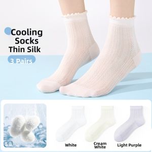 NEARKINS | Bamboo Silk Lace Breathable Ballet Style Ankle Socks
