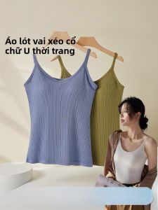 MiiOW | Áo ba lỗ nữ dáng ôm có đệm ngực Áo ba lỗ một mảnh có dây đeo cổ tròn thường ngày mùa hè màu trơn không tay áo chui đầu