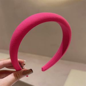 Rose Pink Sponge Headband for Women Temperament Knitted Headband Cute Girl Washing Face Hair Band