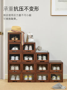 Large Capacity Multi-layer Drawer Style Solid Wood Shoe Cabinet Transparent Moisture-proof No Installation Corridor Entrance Hall Cabinet
