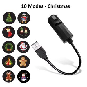 USB Christmas Projector Night Light Multiple Santa Snowman Reindeer Holiday Patterns for Bedroom Party Wall Decoration