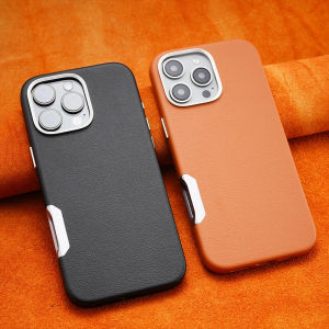 Luxury Leather Magnetic Absorption Phone Case for  16ProMax Business Protection Cover for Men And Women Simple Anti-Fall
