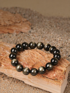 JIZHAOTANG | Natural Gold Obsidian Cats Eye Hand Chain