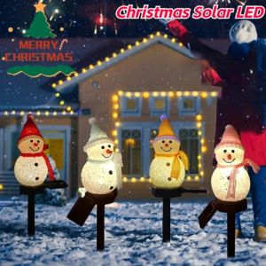 LED Snowman Solar Light In-Ground Lawn Landscape Lamp Outdoor Waterproof Colored Lights Xmas Decor