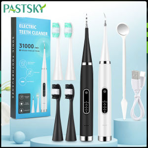 PASTSKY 2 In 1 Dental Scaler Tooth Brush Electric Ultrasonic Toothbrush Home Teeth Cleaner IPX6 Waterproof USB Charging Portable Tartar Calculus Remover Tools Teeth Scaling Tools for Teeth Whiteings