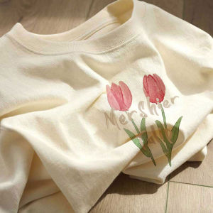 Girls Tulip Long Sleeve Cotton T-Shirt Spring Autumn Loose Casual Base Layer Top for Ages 5-14 Kids Fashionable Bottom Shirt