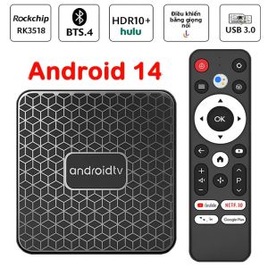 Hộp Giải Mã Truyền Hình Rockchip RK3518 Android 14 Hỗ Trợ 8K 4K HDR Đầu Phát Đa Phương Tiện Thông Minh Wifi Kép Bluetooth 5.0 Điều Khiển Bằng Giọng Nói Hỗ Trợ Netflix Và YouTube