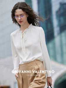 GIOVANNI VALENTINO | Spring Office Casual Elegance Womens Long-sleeve Shirt White