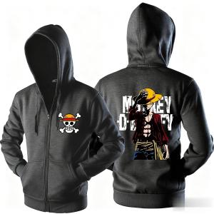 Oversized Anime One Piece Luffy Zipper Hooded Jacket Men Women Sweatshirt Streetwear Cartoon Print Casual Long Sleeve Top Autumn