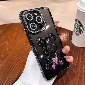 เคสโทรศัพท์แบบซิลิโคนพร้อมกล้องแบบครอบเต็มสำหรับ Apple 15 pro Max รุ่นใหม่ 13 pro ดีไซน์สัตว์หมีดับกลิ่น ดีไซน์สุดหรูหรา