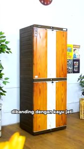 Lemari Pakaian Plastik NAPOLLY 4 Susun MURAH KUAT TEBAL Bunga Ungu iCAB 204 Ptron TEAK WOOD KUNCI