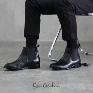 Guin Casalini Sepatu Ankle Boots Kulit Asli Formal Kantor Pria Cow Leather Dengan Elastik G-BT116