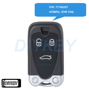 3 Buttons Smart Remote Key Fob 433MHz ID46 Chip for Alfa Romeo 159 Brera Spider 2005 2006 2007 2008 2009 2010 2011 P/N: 71740257