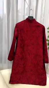 Áo Dài Nam Cách Tân Gấm Vân Dáng Ngắn Khóa Sau Mặc Tết NK01