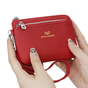 Smart King RFID Coin Purse with Keychain Genuine Leather Multi Zipper Clutch Wallet Portable Wristlet Card Holder 1952