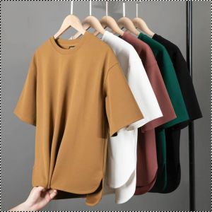 Mens Cotton Short Sleeve T-Shirt Casual Drop Shoulder Sleeve Top Multi-color Available Crew Not Stuffy 男士休闲圆领T恤