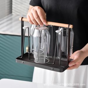 Japanese Style Handheld Cup Drying Rack With Tray