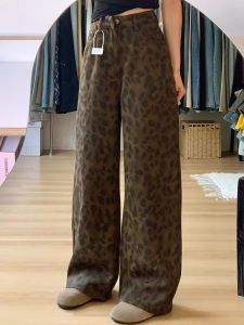 Quần Jeans Ống Rộng Kiểu Dáng Thẳng in Vé Mèo Retro Cạp Cao Cho Nữ Quần Jeans Denim Thường Ngày Mùa Hè Quần Ống Rộng Ôm Dáng