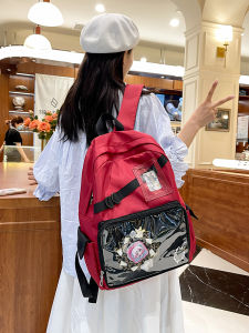 Cool Large Capacity Transparent Double Shoulder Bag Anime Casual Leisure Backpack for Students School Travel Waterproof Nylon