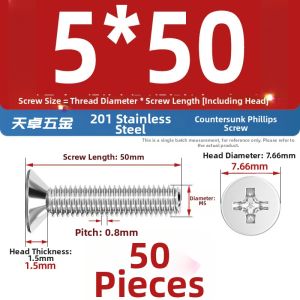 TIANZHUOJINSHU | Cross Recessed Flat Head Stainless Steel Screws M3-M10
