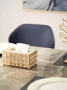 🔝 Original 【24 hours delivery】Rose Gold Rhinestone Tissue Box Paper Rack Office Table Accessories Facial Case Holder Napkin Tray For Home Hotel Car Decoration