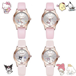 Sanrio | Sanrio Cute Cartoon Kuromi Diamond Set Girl Watch Kawaii Kitty Quartz Watch A Birthday Gift For My Girlfriend
