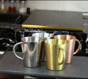 Cốc ly inox 304 giữ nhiệt 2 lớp 300ml có tay cầm chuyên dùng uống cà phê uống trà sữa nước nóng lạnh đa năng