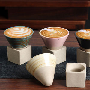 Japanese Style Retro Ceramic Coffee Cup Rough Pottery Tea Cup Latte Pull Flower Porcelain Cup Pottery Mug For Home Office