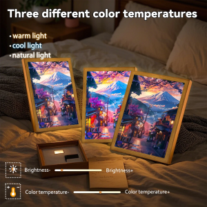 Beautiful City Tokyo Japan Snow Mountain Light Paninting Picture Frame 2 in 1 Wall Desk Lamp Led NightLights Art Room Decoratio